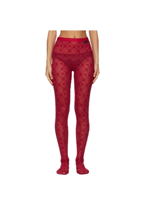 Marine Serre Red Moonogram Mesh Flock Tights