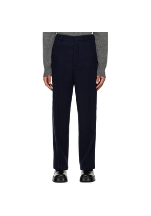 AMI Paris Navy Wide-Fit Trousers