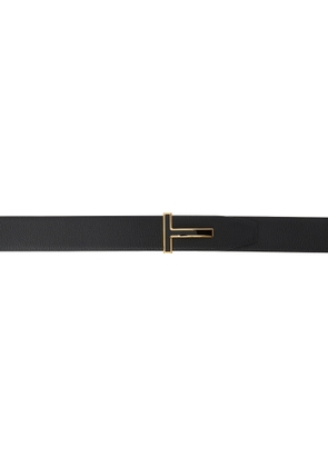 TOM FORD Black Grain Leather Insert Buckle T Belt