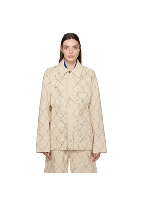 AIREI Beige Embroidered Denim Jacket