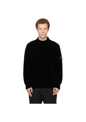 Stone Island Black 5100005 Moss Stitch Cotton Chenille Sweater