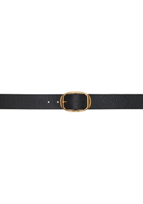 TOM FORD Black Grain Leather Oval Belt