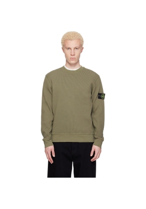 Stone Island Khaki 6100056 Organic Cotton Waffle Fleece Sweatshirt