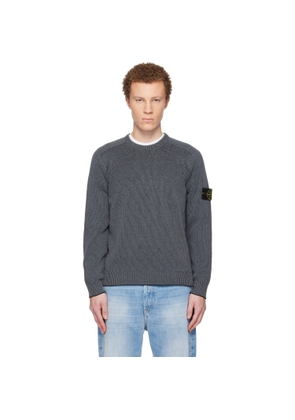 Stone Island Gray 5100033 Plated Rib Cotton Bouclé Sweater