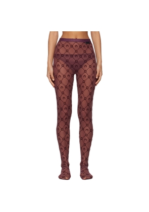 Marine Serre Burgundy Moonogram Mesh Flock Tights