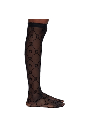 Marine Serre Black Moonogram Mesh Flock Long Socks