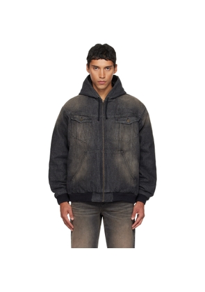 EGONlab Black & Brown Hooded Denim Jacket
