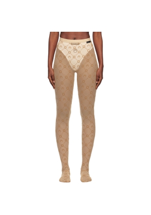 Marine Serre Tan Recycled Mesh Flock Tights
