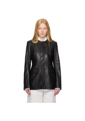 TOTEME Black Collarless Leather Jacket