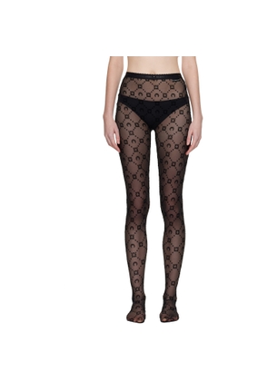 Marine Serre Black Recycled Mesh Flock Tights