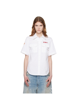Off-White White Popeline Short Sleeve Fitted Shirt
