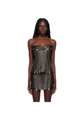 Dion Lee Black Zip Leather Tank Top