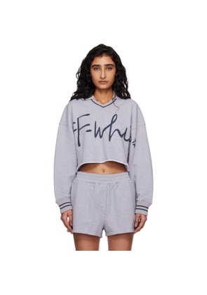 Off-White Gray 'OW' Script Crop Polo