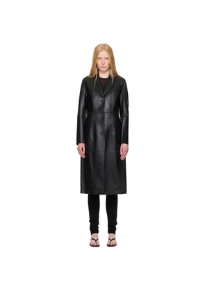 TOTEME Black Slim Leather Coat