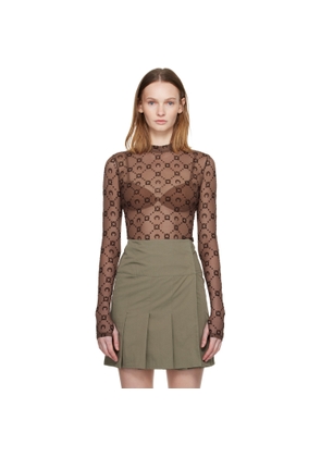 Marine Serre SSENSE Exclusive Brown Moonogram Flock LS Highneck Top