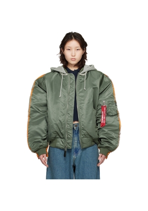 VETEMENTS Khaki Alpha Industries Edition Attached Hood Bomber Jacket