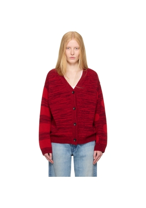 The Elder Statesman Red Stripe Polka Dot Swan Cardigan