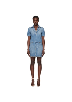Moschino Blue Laurel Crown Emblem Denim Minidress