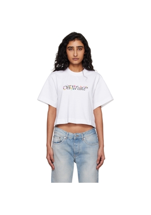 Off-White White Bookish Glowing Flower Crop T-shirt
