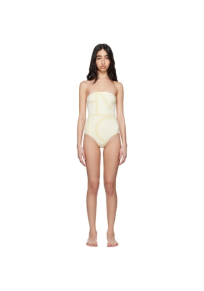 TOTEME Beige Monogram Strapless Swimsuit