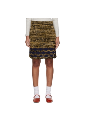 Wales Bonner Yellow & Navy Shade Knit Miniskirt