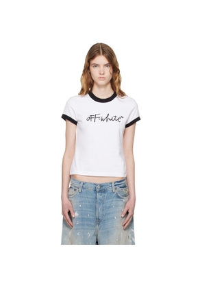 Off-White White Embroidered Script Fitted T-shirt