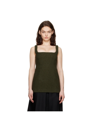 TOTEME Green Square Neck Bouclé Top