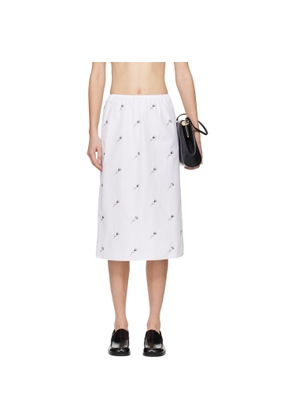 Rier White Pop Flowers Midi Skirt