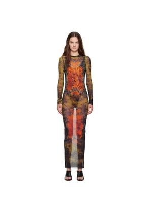 Jean Paul Gaultier Khaki & Orange 'The Long Médaillon' Maxi Dress