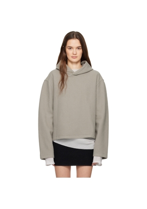 Rier Gray Fleece Crop Hoodie