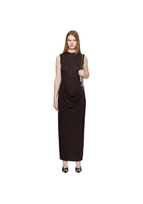 Jean Paul Gaultier Brown Double Layer Draped Maxi Dress