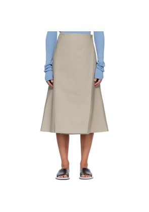 Rier Beige Cotton Bonded Midi Skirt
