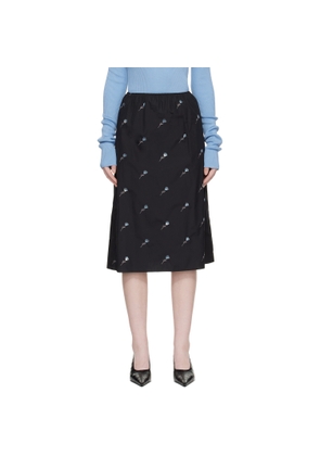 Rier Black Pop Flowers Midi Skirt