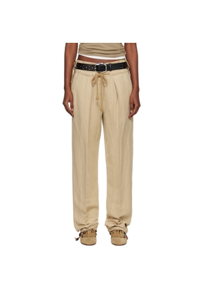 Isabel Marant Beige Sharon Linen Silk Trousers