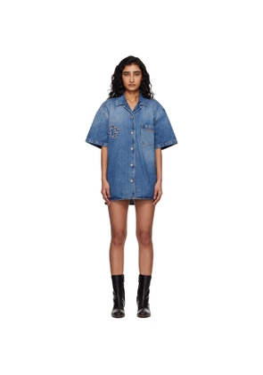 Off-White Blue Royal Patch Denim Minidress