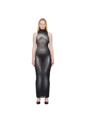 Jean Paul Gaultier Black & Silver 'The Long Silver Body Dust' Maxi Dress