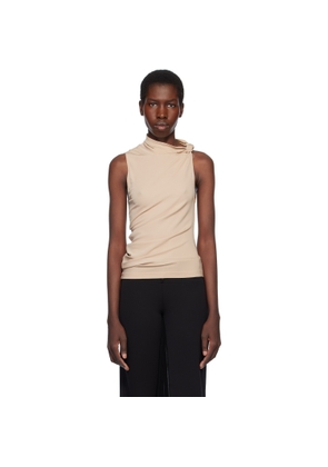 Courrèges Beige Draped Jersey Tank Top