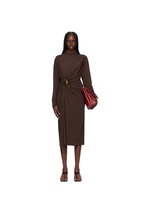 Bottega Veneta Brown Crepe Viscose Midi Dress