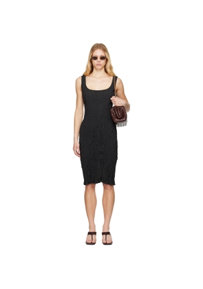 Bottega Veneta Black Crinkled Midi Dress