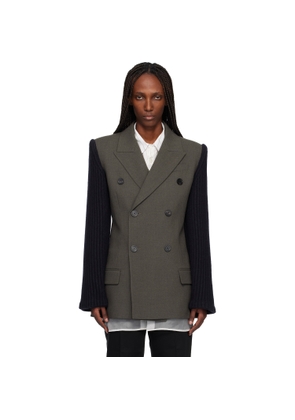 Jean Paul Gaultier Khaki & Navy 'The Bi-Material Suit' Blazer