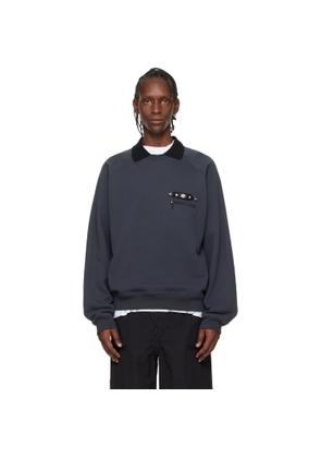 Toga Virilis Black Polo Collar Sweatshirt