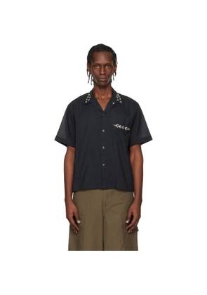 Toga Virilis Black Plain Weave Metal S/S Shirt