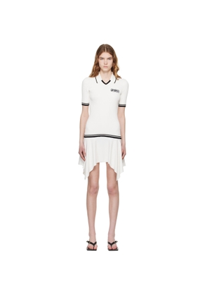 Off-White White Rib Viscose Knit Polo Minidress