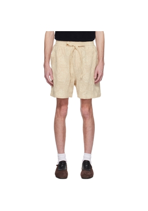 CMMN SWDN Beige Enzo Embroidered Shorts