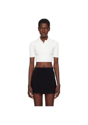 Courrèges White Cropped Knit Polo