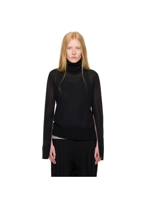 TOTEME Black Slit Sleeve Turtleneck