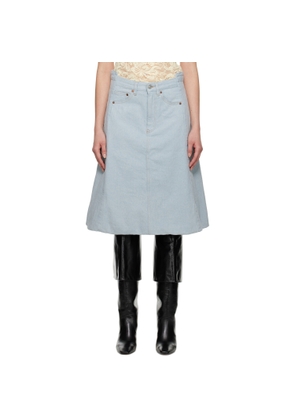 Victoria Beckham Blue Cocoon Detail Denim Midi Skirt