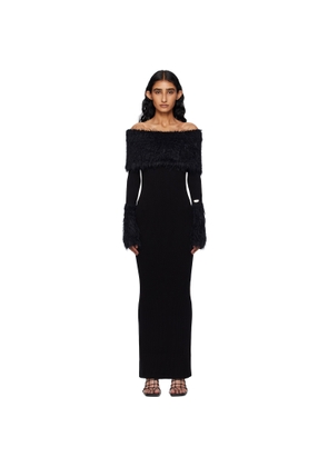 Jean Paul Gaultier Black Viscose Ribbed & Hairy Maxi Dress