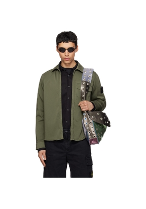 Stone Island Khaki 1200015 Stretch Organic Cotton Satin Shirt