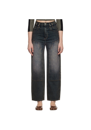 Eckhaus Latta Blue Double Knee Baggy Jeans